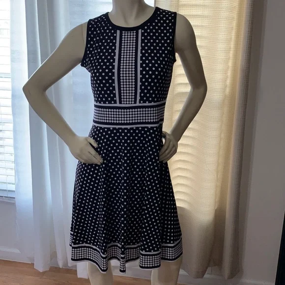 michael kors black and white polka dot dress Michael Michael Kors Polka Dot Printed Long Sleeved Dress